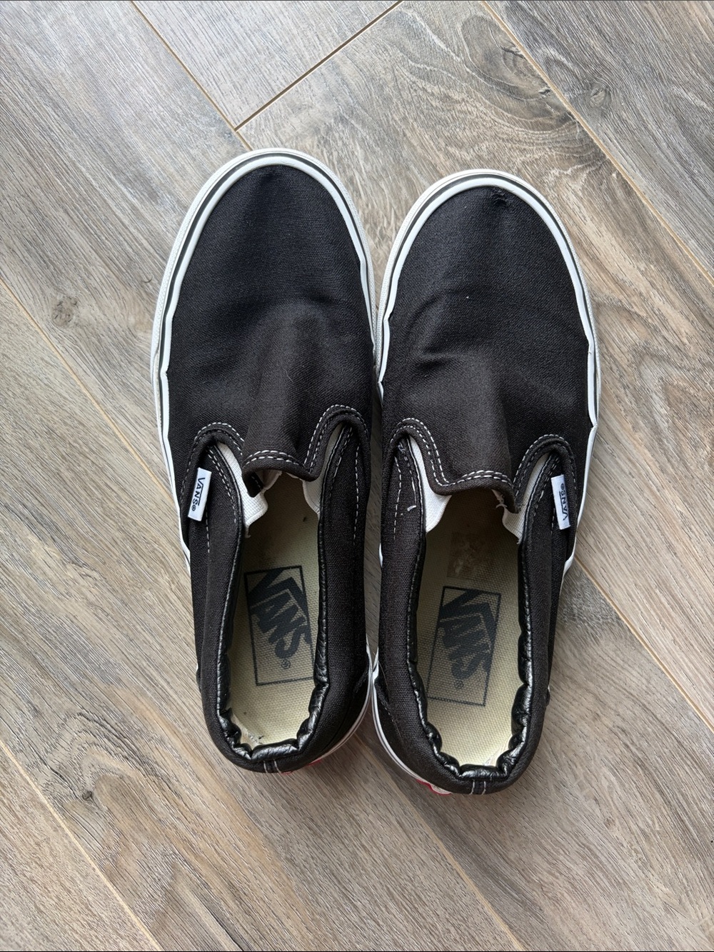 Vans Black and White Slip on Vans - Picture 2 of 7
